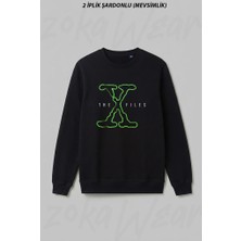 Zoka Wear Old Logo Dizi The x Files Ön Baskılı Bisiklet Yaka Sweatshirt