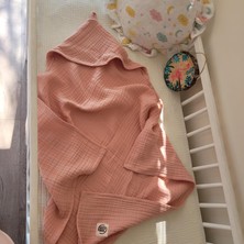 Tr 4 Kat Müslin Başlıklı Bebek Banyo Havlusu (Pembe)