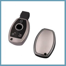 Bezos Mercedes E Seri Uyumlu Smart 3 Buton Silikon Oto Anahtar Kumanda Kabı Kılıf Gri MBT06