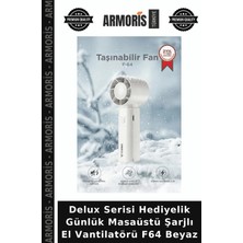 Armoris Delux Serisi Hediyelik Günlük Masaüstü Şarjlı El Vantilatörü F64 Beyaz