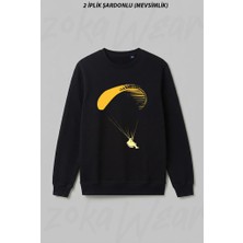 Zoka Wear Yamac Parasutu - Paragliding Baski Ön Baskılı Bisiklet Yaka Sweatshirt