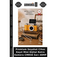 Armoris Premium Seyahat Cihaz Kayıt Mini Dijital Retro Kamera CMR50 Sarı 48MP