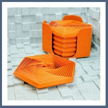 Bezos 3D Baskı Super Fidget Coaster Seti - Altıgen Desenli Bardak Altlığı ve Tutucu-Turuncu BZS10