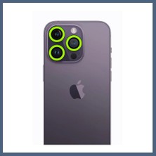 Bezos iPhone 13 Pro Max Uyumlu Neon Fosforlu Kamera Lens - Yeşil BZS10