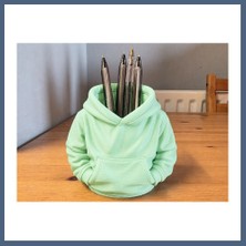Bezos 3D Baskı Kapüşonlu Sweatshirt Kalemlik - Masaüstü Organizer-Mint BZS10