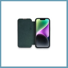 Bezos iPhone 13 Pro Max Uyumlu Kılıf Dolpin Kapaklı - Koyu Yeşil MBT06