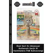 Armoris Özel Seri Ev Aksesuar Kullanışlı Şarjlı El Vantilatörü F68 Kahverengi