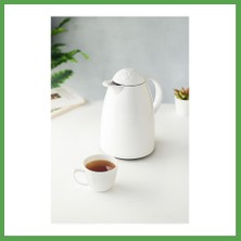 Bezos 1 Lt Isı Yalıtımlı Çay ve Soğuk Su Termosu Soft Beyaz (12 Saat Sıcak Tutar& Içi Camdır) Mgc