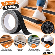 Abnturk Merdiven Zemin Yer Kaydırmaz Bant 25MM x 5 Metre Kaymayı Önler Güvenli Kullanım Yapışkanlı Zemin Bandı