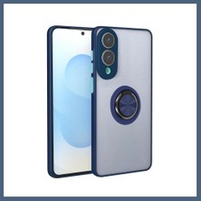 Bezos Samsung Galaxy S25 Uyumlu Edge Kılıf Montreal Yüzüklü Silikon Kapak - Lacivert BZS10