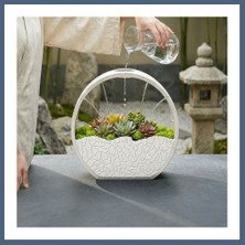 Bezos 3D Baskı Self-Watering Planter - Kendi Kendini Sulayan Saksı-Beyaz BZS10