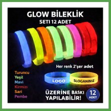 Bezos Glow Kalın Bileklik 12?li Set | Baskıya Uygun Renkli Model Mgc