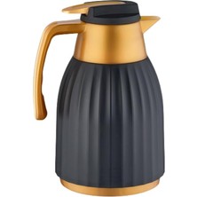 Odea Tr Vakumlu Termos, 1.5 Litre Kapasiteli, Çift Camlı, Sıcak ve Soğuk Içecekler Için, Isıya Dayanıklı (Siyah-Gold, 1.5 Lt, Termos)