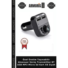 Armoris Özel Üretim Taşınabilir Aksesuar Sürüş Transmitter Bt USB Mp3 Micro Sd Kart X8 Siyah