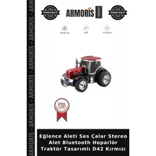 Armoris Eğlence Aleti Ses Çalar Stereo Alet Bluetooth Hoparlör Traktör Tasarımlı D42 Kırmızı