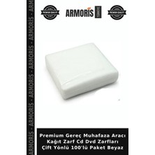Armoris Premium Gereç Muhafaza Aracı Kağıt Zarf CD DVD Zarfları Çift Yönlü 100'LÜ Paket Beyaz