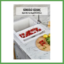 Bezos Lavoba Içi Sürgülü Açılır Kapanır Sebze Meyve Süzgeci Beyaz (Açık 38,5 cm Kapalı 34,50 cm ) Mgc