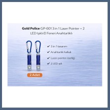 Bezos Gold GP-001 3 In 1 Lazer + 2 LED Işıklı El Feneri Anahtarlıklı 2 Adet BZS10