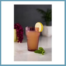 Bezos Akrilik Mürdüm Tekli Uzun Bardak & Su Meşrubat Bardağı 400 ml ( Cam Değildir ) MBT06