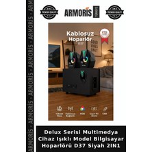 Armoris Delux Serisi Multimedya Cihaz Işıklı Model Bilgisayar Hoparlörü D37 Siyah 2ın1