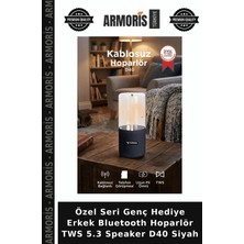 Armoris Özel Seri Genç Hediye Erkek Bluetooth Hoparlör Tws 5.3 Speaker D40 Siyah