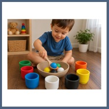 Bezos 3D Baskı Renk Eşleştirme ve Top Yakalama Oyunu - Montessori Eğitici Motor Beceri Oyuncağı BZS10
