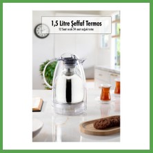 Bezos 1.5 Lt Isı Yalıtımlı Çay ve Soğuk Su Termosu Şeffaf (12 Saat Sıcak Tutar& Içi Camdır) Mgc