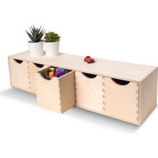 Tr Mini Ahşap Çekmeceli Kutu, 5 Çekmece, 57 x 13 x 13 cm