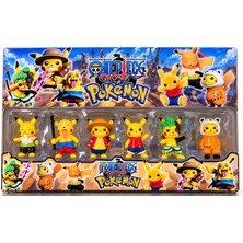 Cantex Tech Pokemon Temalı One Piece 6’lı Figür Seti – Pikachu Karakterli Dekoratif Oyuncak Figür