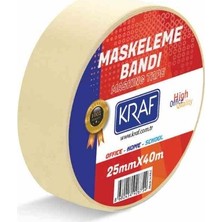 Kraf 25mmx40m 4025G (1 ADET) Maskeleme Bandi 1 ADET Ofis ve Okul İçin Uygun Kaliteli Bant