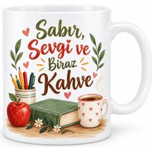 Bezos Sabır Sevgi Kahve Tasarımlı Porselen Kupa - Model 467 22