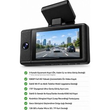 Gümrük Bey X12 3 Kanallı Wifi Araç Içi Kamera 1080P Fhd Gece Görüşlü G-Sensörlü Dashcam