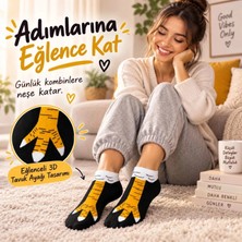 Marchè Bien Kadın Tavuk Ayağı 6'lı Desenli Patik Çorap Dikişsiz Pamuklu Eğlenceli Sneaker Günlük Çorap Komik Set