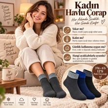 Marchè Bien Bayan Havlu Dikişsiz Kısa Konç Çorap 3’lü Paket Yumuşak Sıcak Günlük Kadın Çorabı