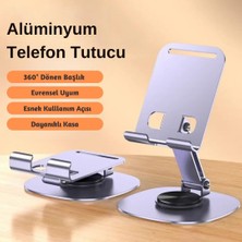 Str Store Masaüstü Alüminyum Telefon Tutucu, Katlanabilir Telefon Standı, Ergonomik Tasarım, Dayanıklı Sağlam Yapı, Evrensel Uyum (Gri Renk)