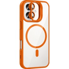 Zenviaa Mey Ithalat®   iPhone 16 Remim Lensli Magsafe Standlı Kapak - Turuncu ZNV20296545