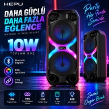 Str Store HP-MS06 Taşınabilir Kablosuz Bluetooth Hoparlör – 10W Ses Gücü Dahili Şarj Edilebilir Bataryalı Renkli LED Işık Efektli Dc 5V Şarjlı Portable Speaker