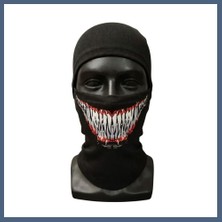 Bezos Unisex Tam Yüz Balaklava Diş Desenli Kışlık Maske Nefes Alan Esnek Kask Altı Boyunluk Yumuşak Viskoz BZS10