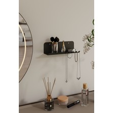 Elarque Modern Metal Antre ve Takı Düzenleyici Duvar Rafı Siyah
