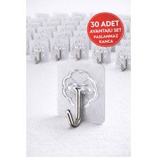 Elarque 30’lu Şeffaf Çiçek Tasarımlı Güçlü Yapışkan Askı 6×6 cm