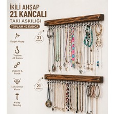 Elarque 42 Kancalı Ahşap Takı Askılığı – Duvar Tipi Kolye Bileklik Organizeri