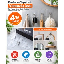 Elarque Kendinden Yapışkanlı Duvar Kancaları 4 Adet Mutfak Banyo