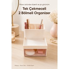 Elarque Çok Amaçlı 2 Bölmeli Makyaj ve Kozmetik Organizer, Masaüstü Saklama Kutusu