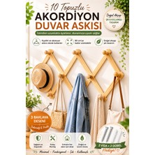 Elarque 10 Topuzlu Ahşap Akordiyon Duvar Askısı 80CM