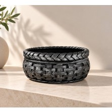 Umya Concept Hasır Desenli Örgü Model Gri Renk Beton Saksı, Aranjman Saksı – Modern Dekoratif Çiçek Saksısı 19X7 cm