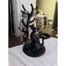 Elarque 25 cm Kedi ve Ağaç Temalı Dekoratif Takı Standı, 3D Baskı Tasarımı