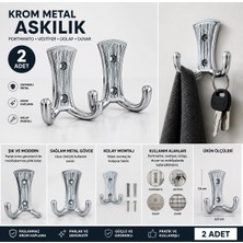 Elarque Krom Metal Askılık 2 Adet Portmanto Vestiyer Dolap Askısı