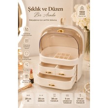 Elarque 3 Çekmeceli Krem Makyaj Organizeri, Kapaklı, 29×20×38 Cm, Hafif ve Şık
