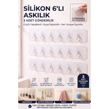 Elarque 3 Adet Kendinden Yapışkanlı 6'lı Şeffaf Askılık