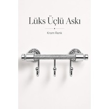 Elarque Krom 3'lü Askılık Metal Duvar Askısı Banyo Havluluk